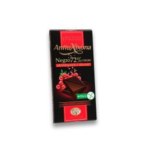 CHOCOLATE ANTIUXIXONA 72% CACAO CON ARANDANOS Y SESAMO