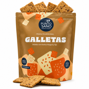 GALLETAS SALADAS CON HARINA INTEGRAL Y AJO PUNTO SANO