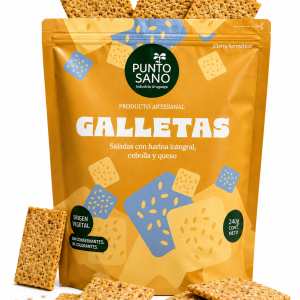GALLETAS SALADAS CON HARINA INTEGRAL, CEBOLLA Y QUESO PUNTO SANO
